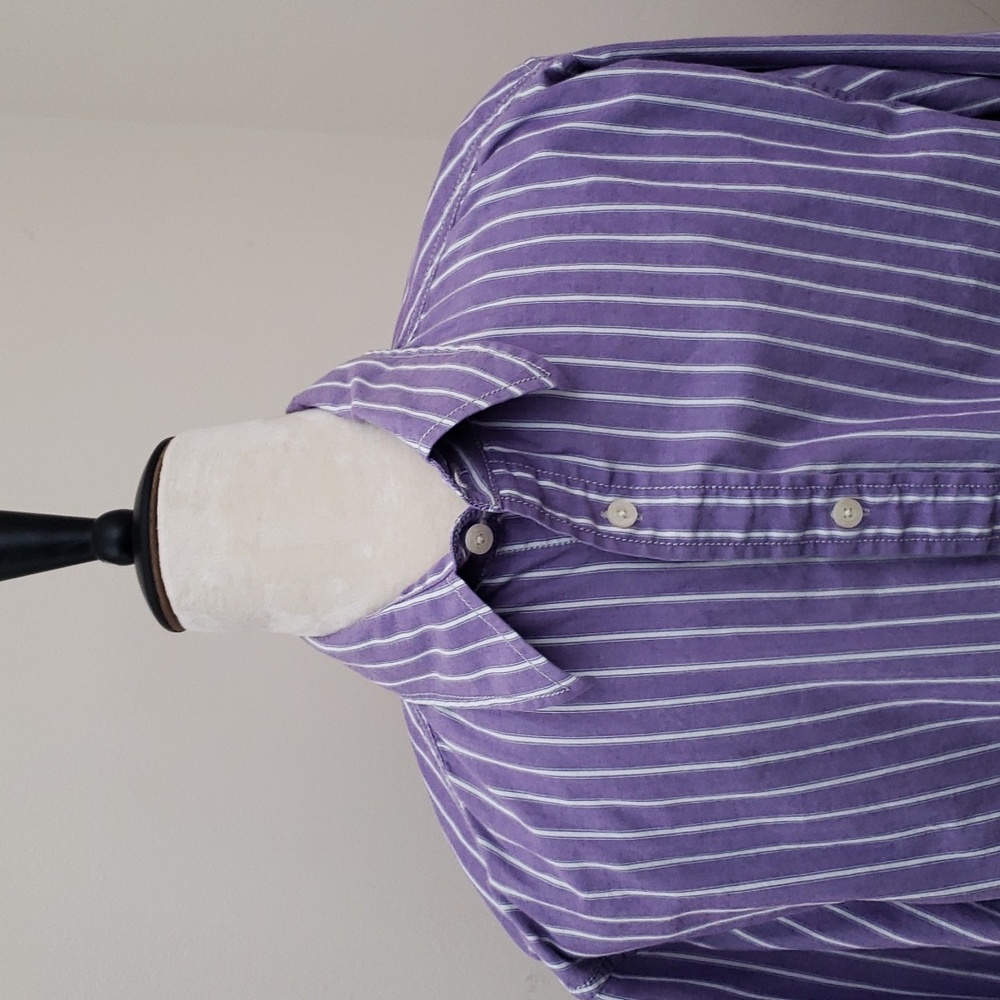Mossimo Supply Co. Men's Athletic Fit Striped (Purple, White) Shirt, Size Medium
